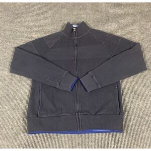 Ben Sherman Sweater Mens Large Blue Full Zip Pockets Embroidered Mock‎ Cotton